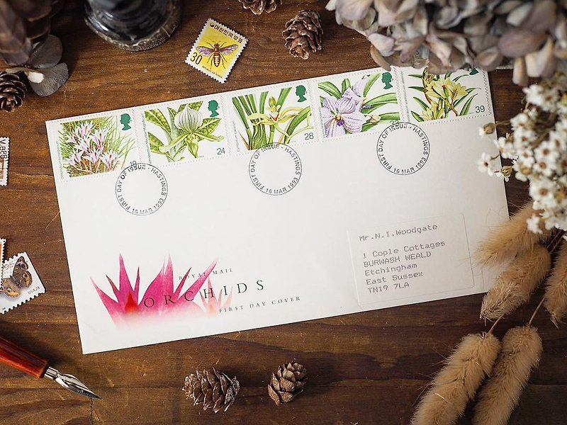 British Antique First Day Stamp / Envelope Collection Floral - Envelopes & Letter Paper - Paper 