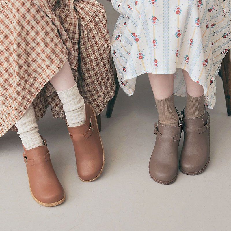 Spot Japanese design x Taiwan made BJ low-cut strap comfortable bread boots - รองเท้าหนังผู้หญิง - หนังเทียม 