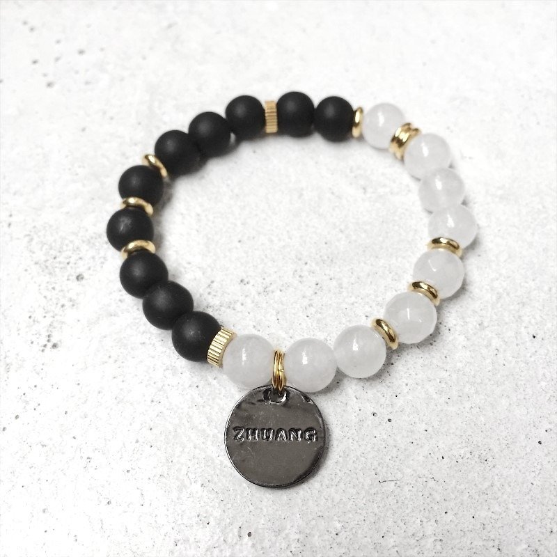 Zhu.Golden Black (natural ore / couple / gift / Christmas gift / personality / send her / send him) - สร้อยข้อมือ - หิน 