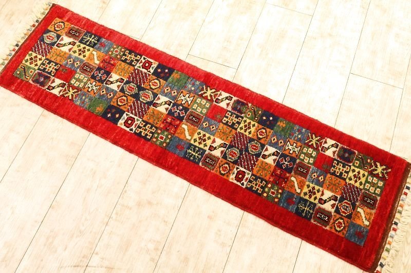 Handwoven carpet Handmade rug Elongated runner type red kilim - Rugs & Floor Mats - Other Materials Red