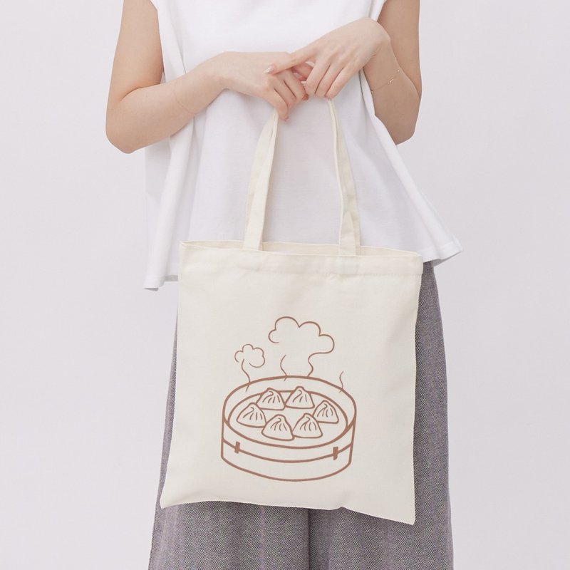 XiaoLongBao SOUP DUMPLINGS Cotton Shopping Tote Bag - Handbags & Totes - Cotton & Hemp Khaki