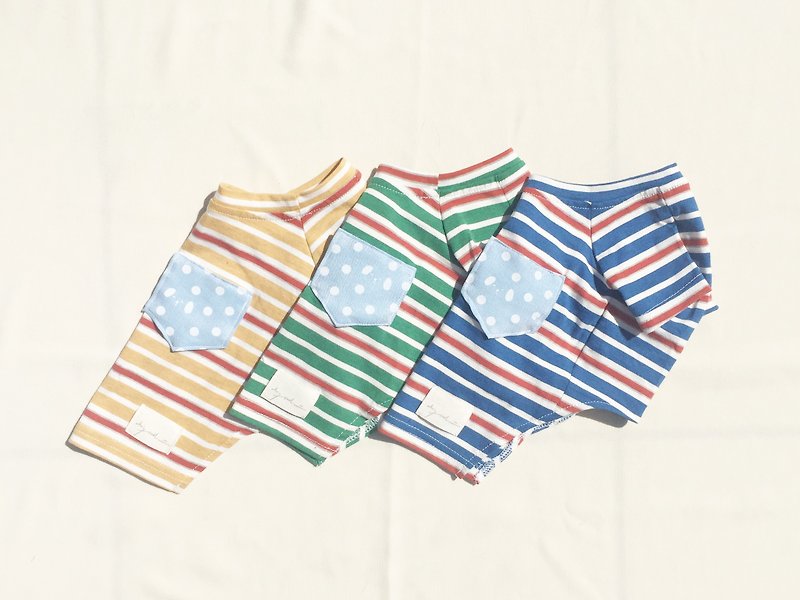【Hide and seek game】Three-color striped summer pet clothes - ชุดสัตว์เลี้ยง - ผ้าฝ้าย/ผ้าลินิน หลากหลายสี
