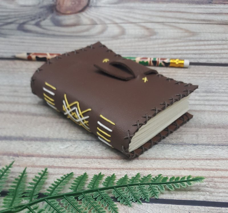 Mini Tribal Stitching Journal - Brownish - 筆記本/手帳 - 人造皮革 