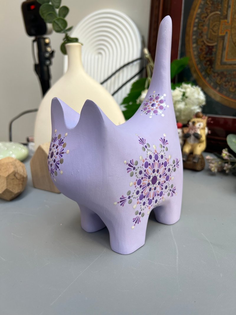 立體療癒曼陀羅作品 - 紫色系貓咪 - 擺飾/家飾品 - 其他材質 紫色