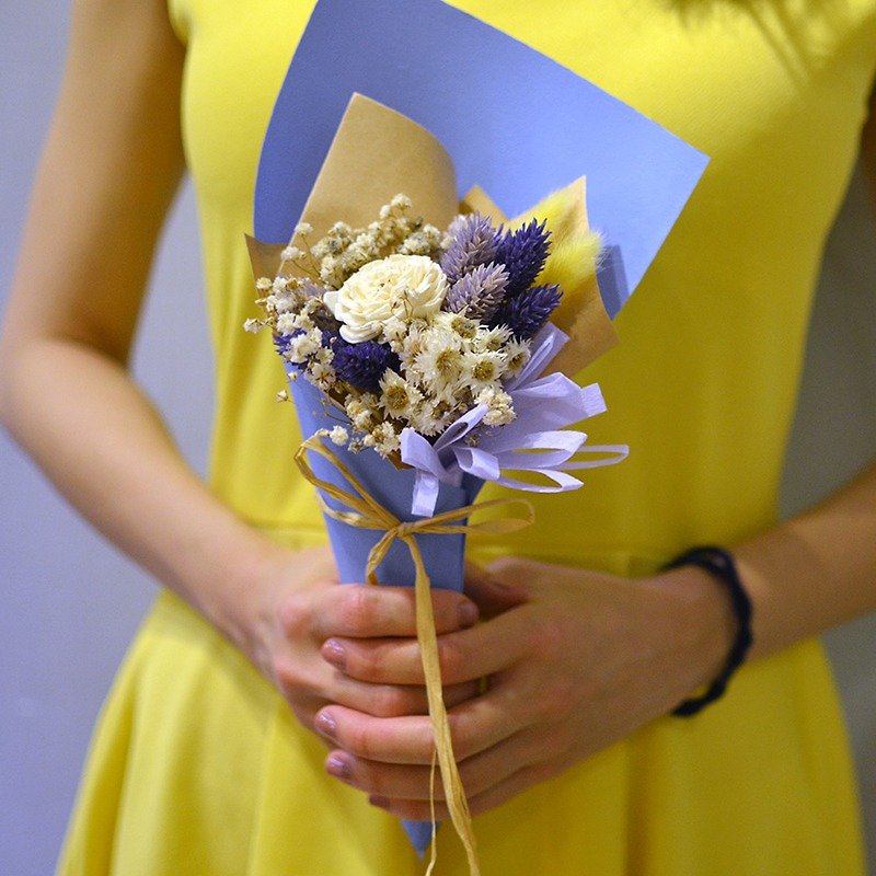 花丘｜淑女質感(藍紫色)-乾燥花 甜筒花 小花束 生日禮物 情人節 婚禮小物 婚紗攝影 - 植栽/盆栽 - 植物．花 