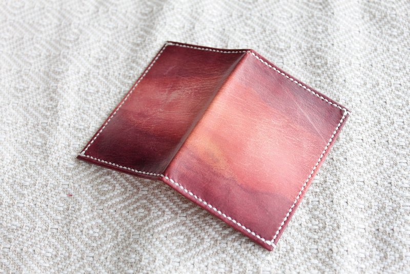 SANGUINE XVIIIe Marbled Thin Leather Card Holder - ที่เก็บนามบัตร - หนังแท้ สีแดง