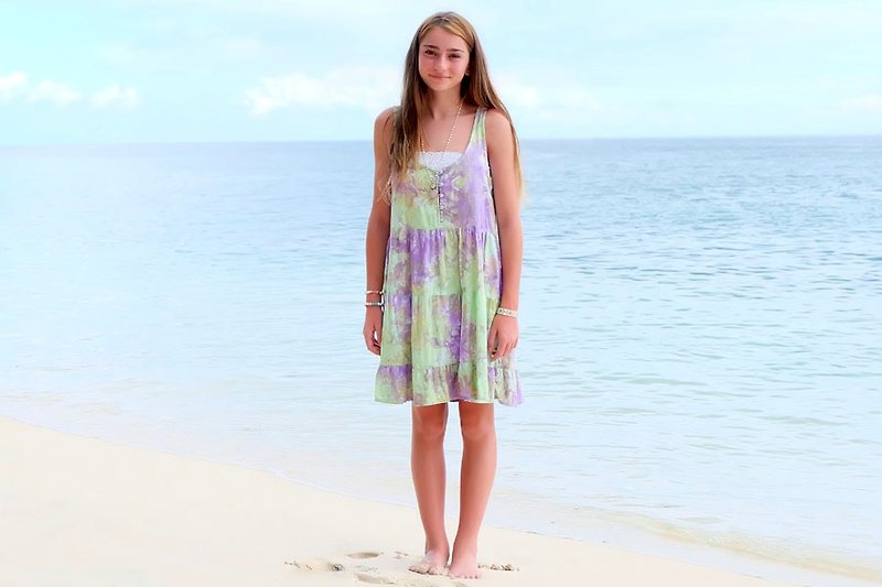Tropical uneven dyed tiered dress <Muscat grape> - One Piece Dresses - Other Materials Purple
