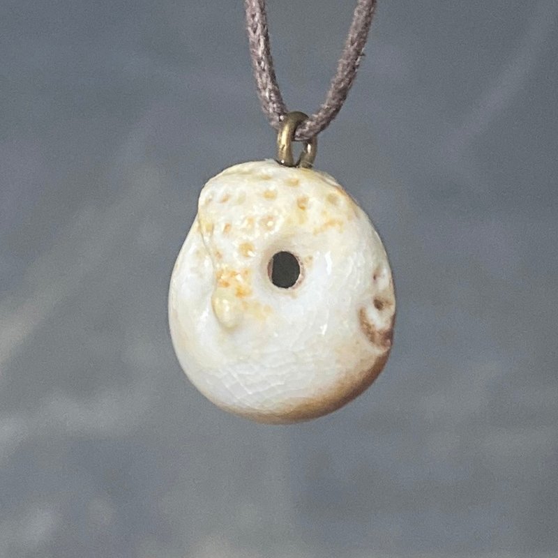 Wood Fired Pottery Essential Oil Necklace Punk Owl - Necklaces - Pottery Khaki