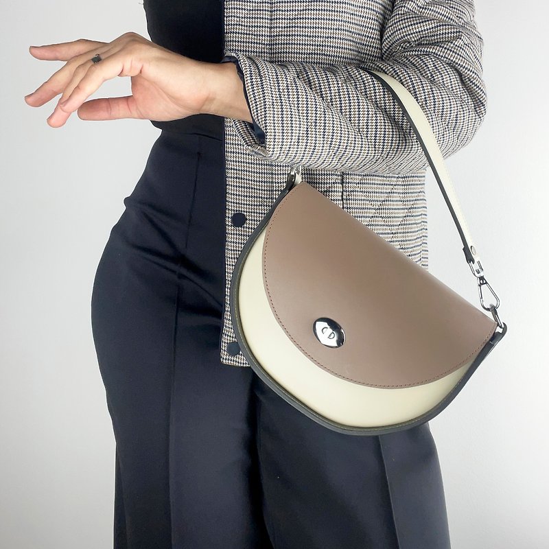 Leather shoulder bag, Small crossbody, Colorful purse, Premium handbag, Satchel - 手袋/手提袋 - 真皮 