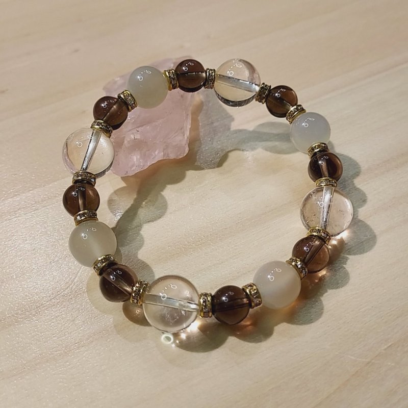 白水晶 茶晶 灰月光石手錬 - 改善運程 - 手鍊/手環 - 水晶 