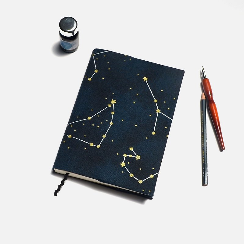 星空の夜布の本/布カバー手作りキャンバス調整可能 - ノート・手帳 - コットン・麻 ブルー