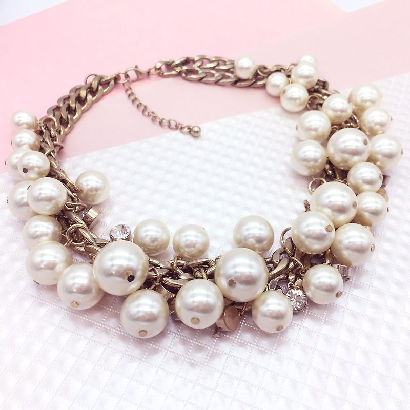 Daqian design Baroque fashion luxury pearl necklace gift lover (only one) - สร้อยคอ - โลหะ สีทอง