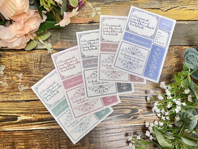 (art memo pack 5 types SET) classic lettering label - 貼紙 - 紙 多色