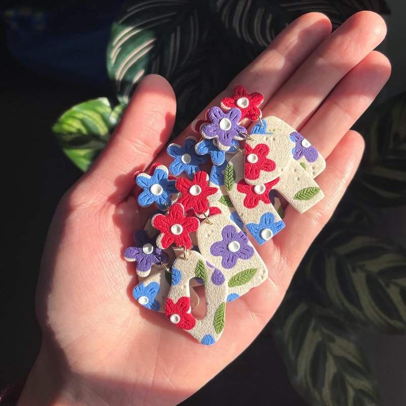 砂糖磨砂面可愛系軟陶耳環 - 耳環/耳夾/耳骨夾 - 其他材質 