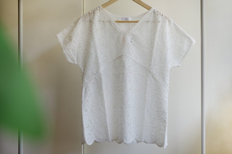 【夏至清爽對策】極緻美・棉布刺繡家居服・台灣製 - 居家服/睡衣 - 棉．麻 白色