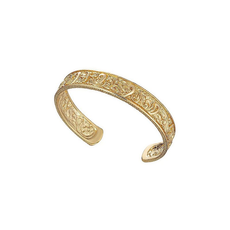 [SOLO ACCESSORIES] Bronze carved square bracelet - bright gold models - สร้อยข้อมือ - โลหะ สีทอง