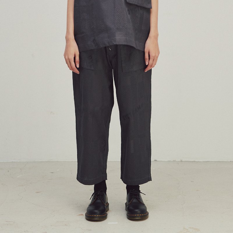 DYCTEAM-EVOLVE(D)-Gray logo jacquard wide ankle pants - Women's Pants - Cotton & Hemp Gray