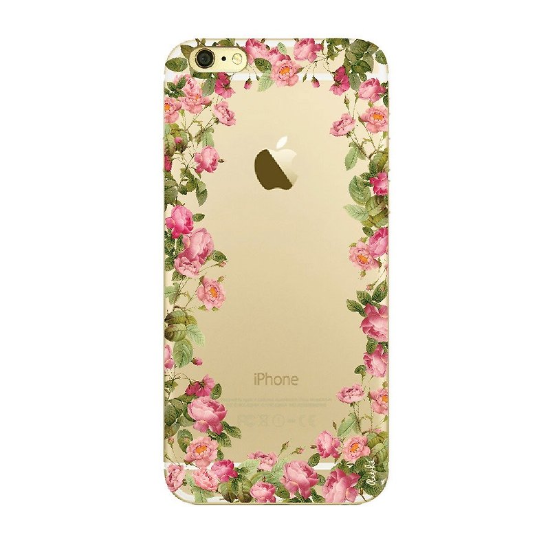 玫瑰花園水晶透明軟殼 - 手機殼/手機套 - 其他材質 粉紅色
