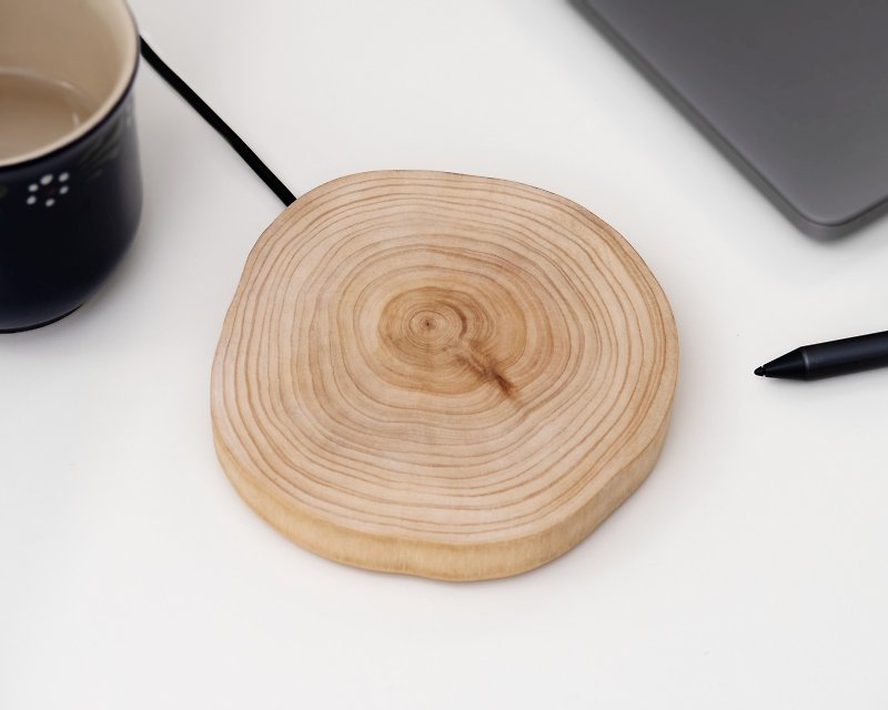 [Charging wood] Log wireless charger annual ring series can be engraved - Phone Charger Accessories - Wood Brown