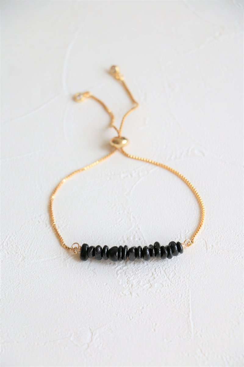 Black tourmaline sliding bracelet -  rose gold / gold / silver plated bracelet