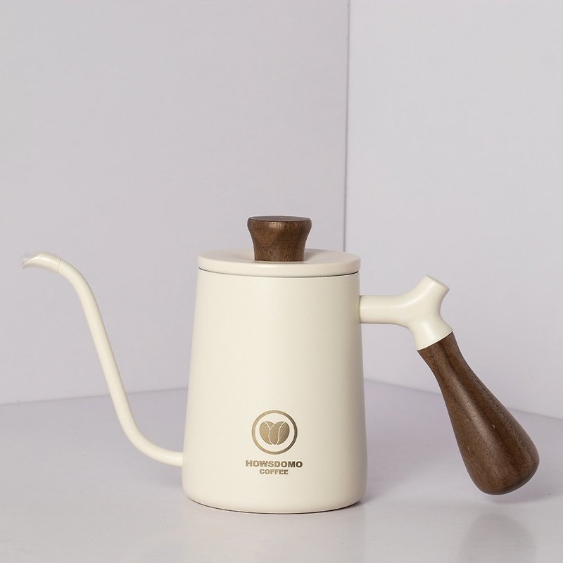 [Good things take a long time] Walnut hand pour coffee pot 600ml-304 Stainless Steel(white) - เครื่องทำกาแฟ - สแตนเลส ขาว