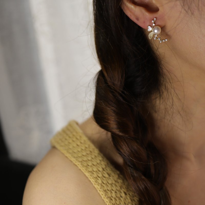 [Qing Feng Sa Sa] Freshwater Pearl Earrings | Sad Pearls - ต่างหู - ไข่มุก 