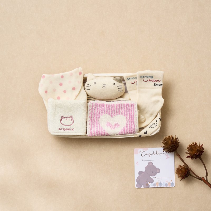 有機棉喵喵安撫巾彌月禮盒・寶寶用品禮盒5件組_HomeyOrganic - 彌月禮盒 - 環保材質 