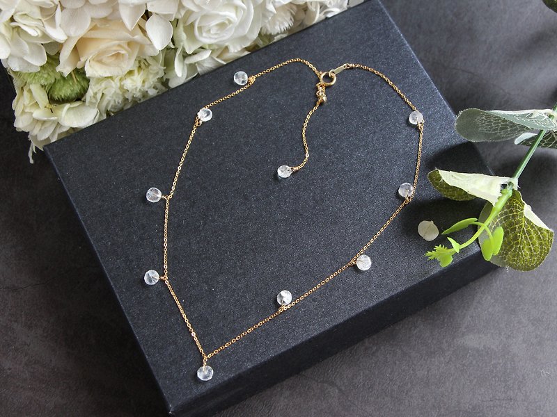 14kgf- rainbowmoon stone short necklace(ajustable chain)