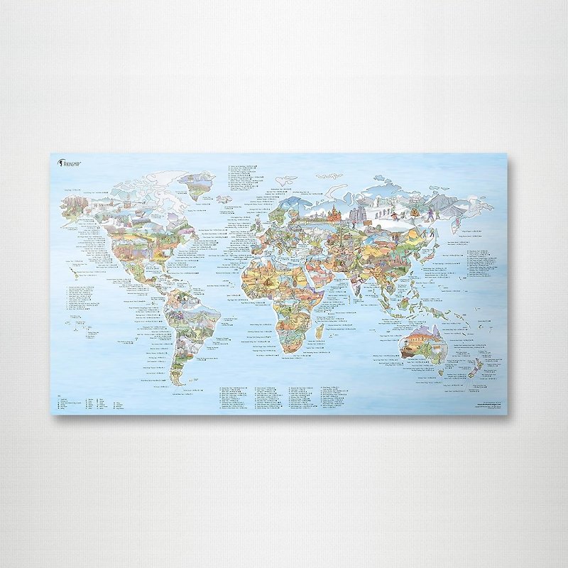 Hiking World Map Poster - แผนที่ - กระดาษ หลากหลายสี