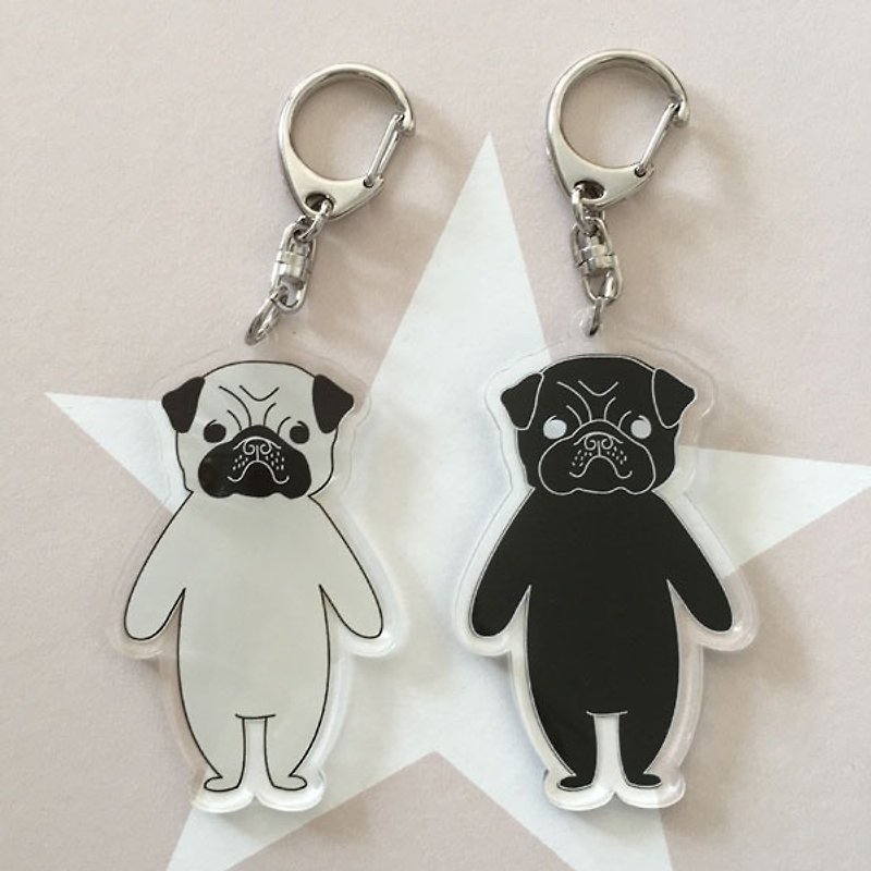 DOG KEY FOG PUG| 　パグ　犬　キーホルダー - 鑰匙圈/鑰匙包 - 塑膠 白色