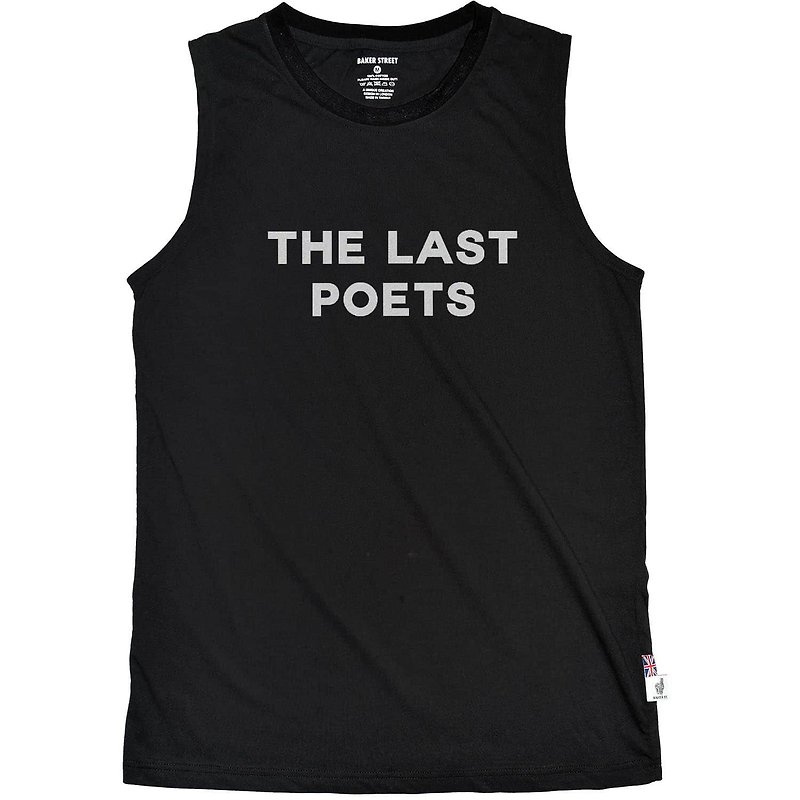 British Fashion Brand -Baker Street- The Last Poets Printed Tank Top - เสื้อกั๊กผู้ชาย - ผ้าฝ้าย/ผ้าลินิน สีดำ