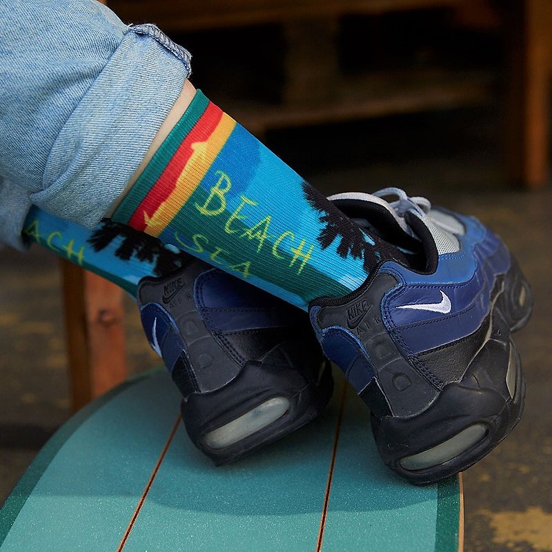 California Dream Collection Seaside Stylish Socks - ถุงเท้า - เส้นใยสังเคราะห์ สีน้ำเงิน