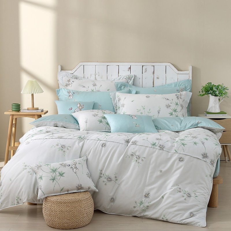 Bed Pack Dual-purpose Quilt Set-100% Combed Cotton-Little Flower Rabbit Manor-Two Colors-Made in Taiwan - Bedding - Cotton & Hemp 