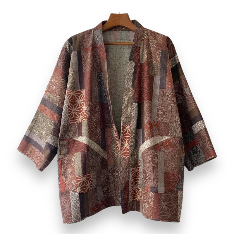 Kimono Style Outer With Three Quarter Sleeves - Cotton - Men's Coats & Jackets - Cotton & Hemp 