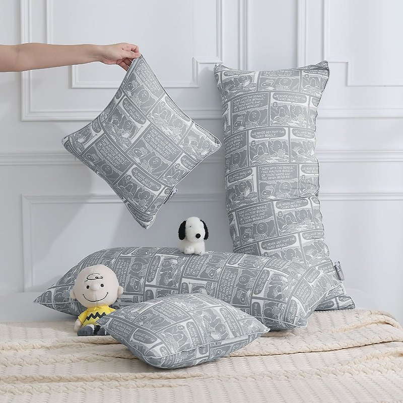 [HOYACASA x Snoopy Collaboration] ICE TECH+ Bedside Story Ice Silk Cool Square Pillow - หมอน - วัสดุอีโค สีเทา