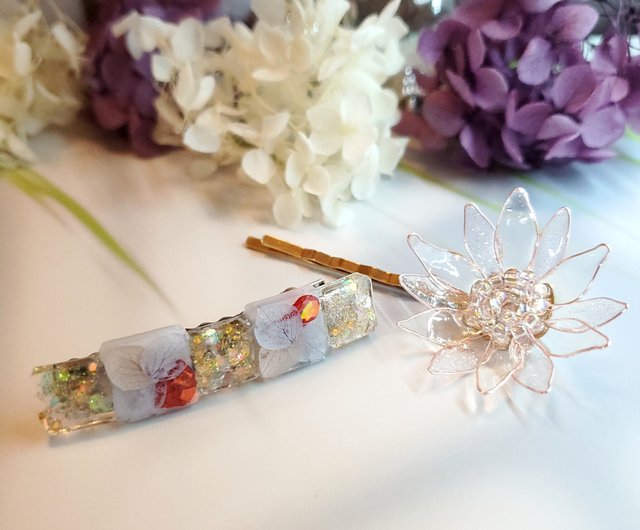 クリスタルクリアひまわり クリスタルフラワーかんざし 仙花レジンかんざし セット販売 ショップ Nabi Honey Garden ヘアアクセサリー Pinkoi