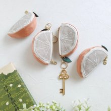 【KYZ/葡萄柚鑰匙包】柑橘系 日本帆布 法國金蔥布