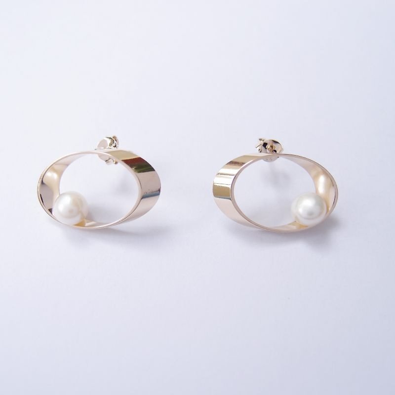 Planetary Orbit Metal Pearl Earrings - Earrings & Clip-ons - Other Metals Gold