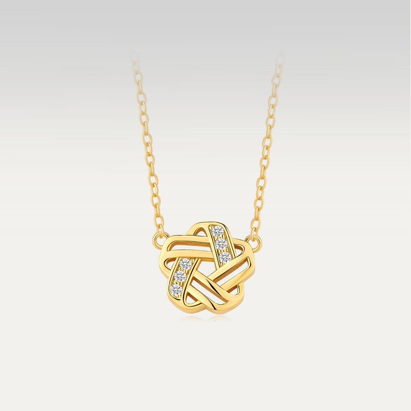 Pray for her [Star Wish] Ribbon Five-pointed Star Pray for her Necklace Silver\18k Gold Necklace - Necklaces - Precious Metals Yellow