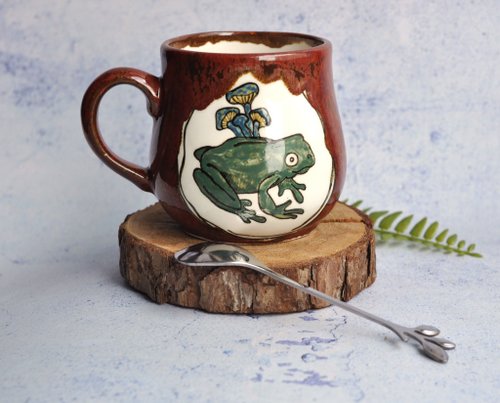 Magic Winged Frog with Toadstools Ceramic Mug