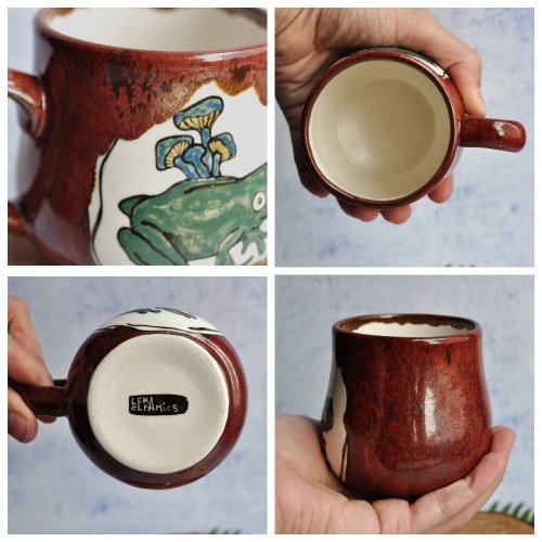 Magic Winged Frog with Toadstools Ceramic Mug