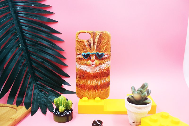 Orange cat wearing sunglasses - 6s mobile phone case can be customized - เคส/ซองมือถือ - ดินเหนียว 