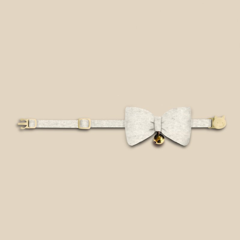 New Life Toff White Bow Breakaway Cat Collar | Organic Safety Cat Bow Collar - Collars & Leashes - Cotton & Hemp White