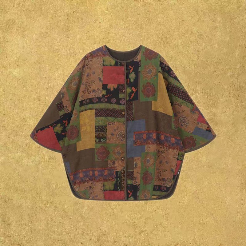 [Shu Yao] Neo-Chinese Retro / 100% Mulberry Silk Xiangyunsha Round Neck Jacket - Women's Tops - Silk Black