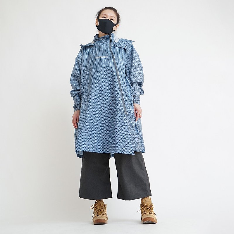 [Backpack style] Go to the rain and go long version two-piece-Mini-O+ waterproof wide pants-Pacific Blue - ร่ม - พลาสติก สีน้ำเงิน