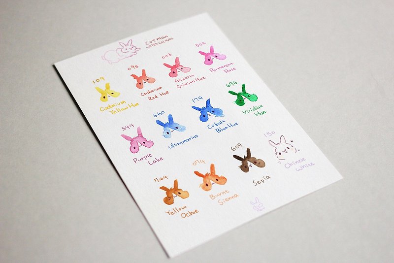 Watercolor pantone Bunny * Postcard - การ์ด/โปสการ์ด - กระดาษ หลากหลายสี