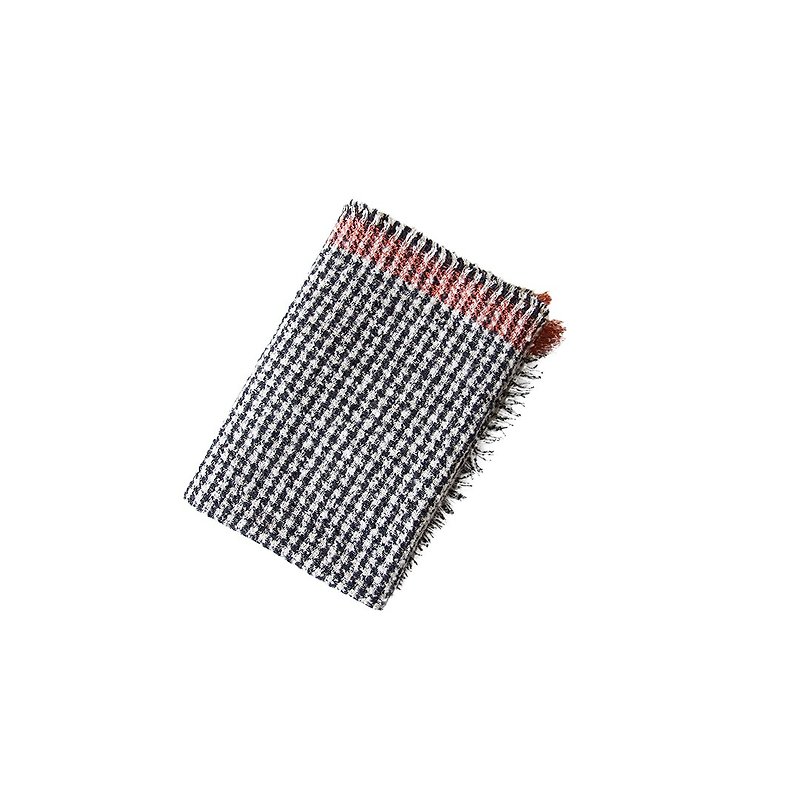 黑白格紋羊毛混紡圍巾 - imakokoni - 圍巾/披肩 - 羊毛 紅色