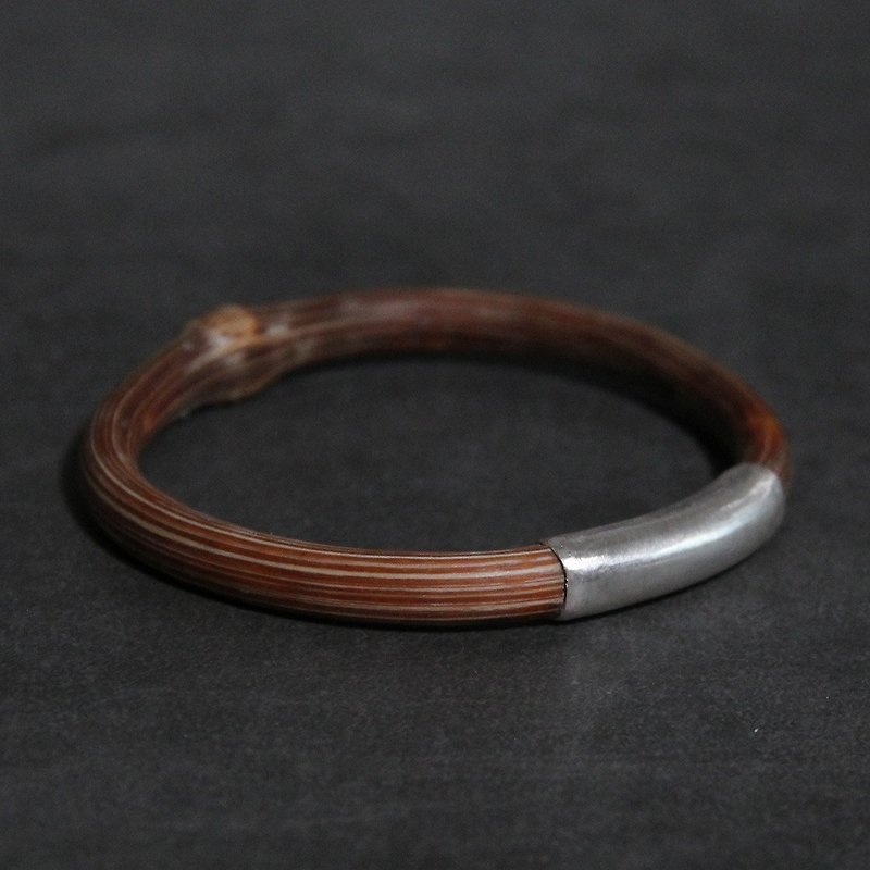 Small pieces of Silver bracelet wind vine is not wild when the original handmade wooden bracelet 925 pure Silver tube old craft gift for men and women - Bracelets - Wood 