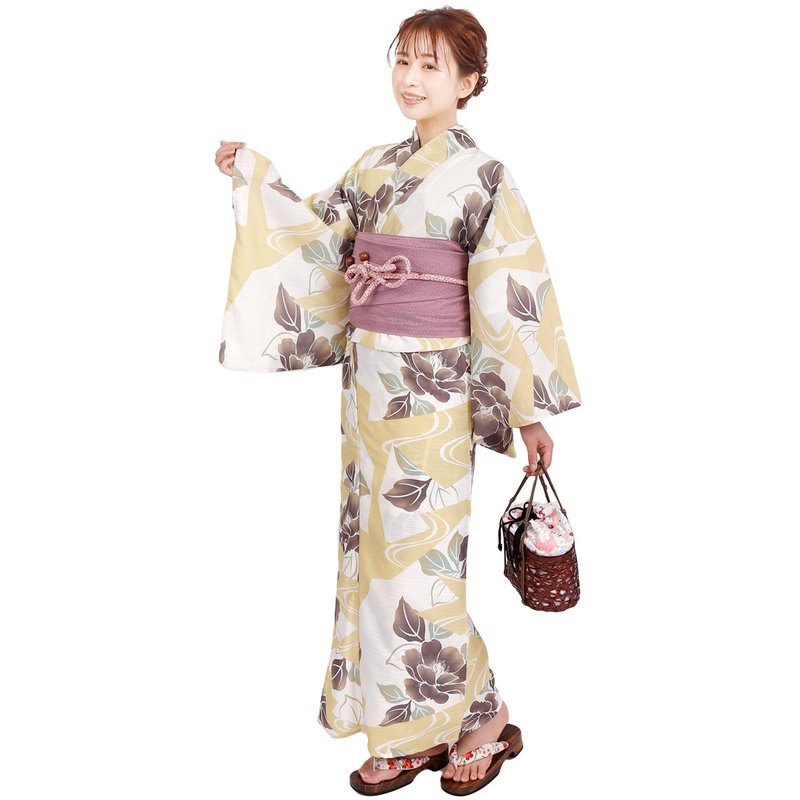 日本 和服 聚酯纖維 梭織 女性 浴衣 腰帶 2件組 F Size X41-06B - 其他 - 聚酯纖維 