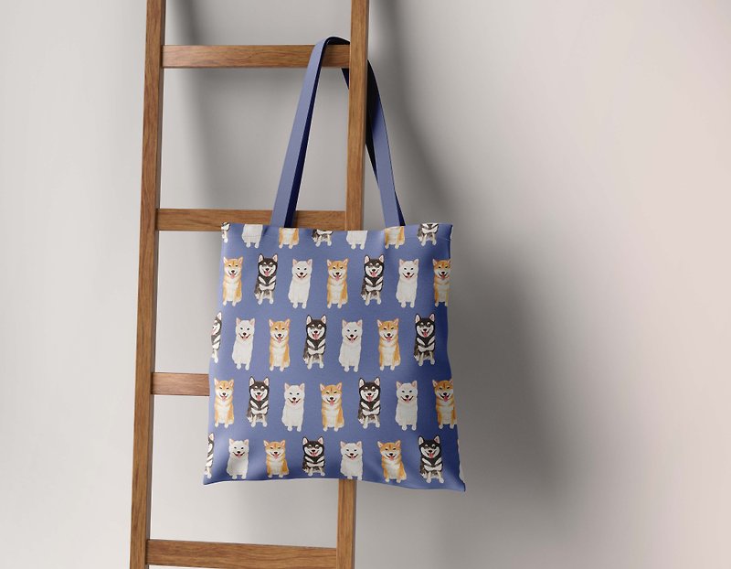 Shiba Inu Puppy Canvas Tote Bag Tote Bag Canvas Bag Side Backpack - Handbags & Totes - Cotton & Hemp Purple